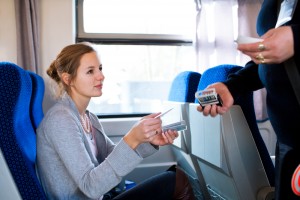 Woman showing tickets